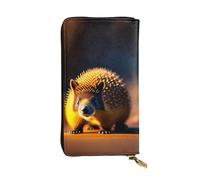 XZDCAL Timid Hedgehog - Portafoglio lungo in pelle alla moda per ragazze e donne con scomparti multipli, nero, taglia unica, Nero , Taglia unica