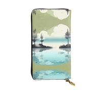 XZDCAL Tranquil Lakes - Portafoglio lungo in pelle alla moda per ragazze e donne con scomparti multipli, nero, taglia unica, Nero , Taglia unica