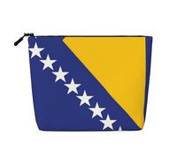 XZDCAL Trousse a strato singolo effetto lino con cerniera per le vostre esigenze quotidiane o di viaggio, motivo bandiera della Bosnia Erzegovina, colore nero, taglia unica, Nero , Taglia unica
