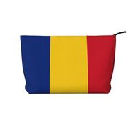 XZDCAL Trousse in velluto a coste Bandiera della Romania con fodera robusta per viaggi e uso quotidiano, nero, taglia unica, Nero , Taglia unica