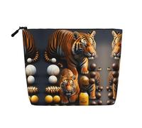 XZDCAL Two Tiger - Astuccio per trucchi a strato singolo, effetto lino, con cerniera, per le tue esigenze quotidiane o di viaggio, nero, taglia unica, Nero , Taglia unica