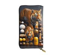 XZDCAL Two Tiger - Portafoglio lungo in pelle alla moda per ragazze e donne con scomparti multipli, nero, taglia unica, Nero , Taglia unica