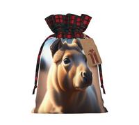 XZDCAL Ultra hd! - Borsa regalo realistica in iuta con coulisse, con tessuto tartan e etichetta in carta kraft, per festival e occasioni speciali, Nero , M