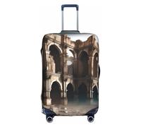 XZDCAL Una copertura per valigia in rovina delle città rovinate. La copertura non include la valigia stessa, bianco, S