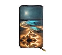 XZDCAL View under the moon - Portafoglio lungo in pelle alla moda per ragazze e donne con scomparti multipli, nero, taglia unica, Nero , Taglia unica