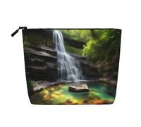 XZDCAL Waterfall Views - Astuccio per trucchi monostrato, effetto lino, con cerniera, per le tue esigenze quotidiane o di viaggio, nero, taglia unica, Nero , Taglia unica