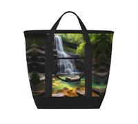 XZDCAL Waterfall Views - Borsa tote isolata di grande capacità per donne, generi alimentari, pranzo e picnic, nero, Taglia unica