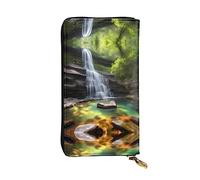 XZDCAL Waterfall Views - Portafoglio lungo in pelle, alla moda, per ragazze e donne, con scomparti multipli, nero, taglia unica, Nero , Taglia unica