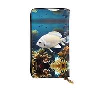 XZDCAL White-Golden Fish - Portafoglio lungo in pelle alla moda per ragazze e donne con scomparti multipli, nero, taglia unica, Nero , Taglia unica