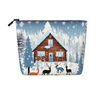XZDCAL Winter Fawn - Astuccio per trucco monostrato, effetto lino, con cerniera, per le tue esigenze quotidiane o di viaggio, nero, taglia unica, Nero , Taglia unica