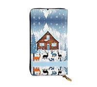 XZDCAL Winter Fawn - Portafoglio lungo in pelle alla moda per ragazze e donne con scomparti multipli, nero, taglia unica, Nero , Taglia unica