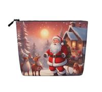 XZDCAL Winter Santa Claus - Astuccio per trucchi a strato singolo, effetto lino, con cerniera, per le tue esigenze quotidiane o di viaggio, nero, taglia unica, Nero , Taglia unica