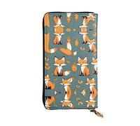 XZDCAL Yellow Fox - Portafoglio lungo in pelle alla moda per ragazze e donne con scomparti multipli, nero, taglia unica, Nero , Taglia unica