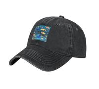 XZDDG Berretto da baseball unisex alla moda blu subacqueo World of Fish nero in cotone traspirante denim per sport all'aria aperta viaggi, Nero , Taglia unica