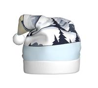 XZDDG Cappello natalizio bianco con montagne innevate per adulti, accessorio per feste in maschera, copricapo di Babbo Natale
