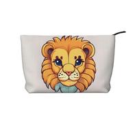 XZDHYZ Beauty case riutilizzabile con simpatico leone in stile cartone animato, grazioso ed elegante, multifunzione, per viaggi, uso quotidiano e regalo, nero, taglia unica, Nero , Taglia unica