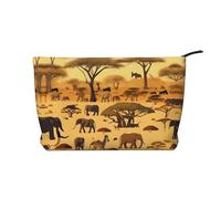 XZDHYZ Borsa cosmetica riutilizzabile con animali della prateria africana, graziosa ed elegante, borsa multifunzionale per viaggi, uso quotidiano e regalo, nera, taglia unica, Nero , Taglia unica