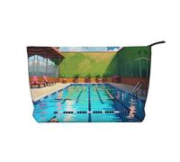 XZDHYZ Borsa cosmetica riutilizzabile con fenicottero e piscina, graziosa ed elegante, borsa multifunzionale per viaggi, uso quotidiano e regalo, nera, taglia unica, Nero , Taglia unica