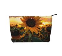 XZDHYZ Borsa cosmetica riutilizzabile con girasole, graziosa ed elegante, borsa multifunzionale per viaggi, uso quotidiano e regalo, nera, taglia unica, Nero , Taglia unica