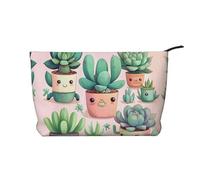 XZDHYZ Borsa cosmetica riutilizzabile con piante grasse, graziosa ed elegante, borsa multifunzionale per viaggi, uso quotidiano e regalo, nera, taglia unica, Nero , Taglia unica