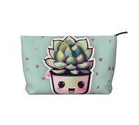 XZDHYZ Borsa cosmetica riutilizzabile con piante grasse sorridenti, graziosa ed elegante, borsa multifunzionale per viaggi, uso quotidiano e regalo, nera, taglia unica, Nero , Taglia unica