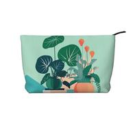 XZDHYZ Borsa cosmetica riutilizzabile con piante verdi in vaso da interni, graziosa ed elegante, borsa multifunzionale per viaggi, uso quotidiano e regalo, nera, taglia unica, Nero , Taglia unica