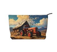 XZDHYZ Borsa cosmetica riutilizzabile con trattore rosso, graziosa ed elegante, borsa multifunzionale per viaggi, uso quotidiano e regalo, nera, taglia unica, Nero , Taglia unica