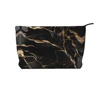 XZDHYZ Borsa cosmetica riutilizzabile in marmo nero e oro, graziosa ed elegante, borsa multifunzionale per viaggi, uso quotidiano e regalo, nera, taglia unica, Nero , Taglia unica