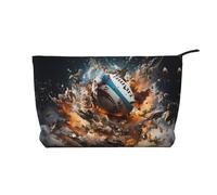 XZDHYZ Borsa cosmetica riutilizzabile Rugby on Fire, graziosa ed elegante borsa multifunzionale per viaggi, uso quotidiano e regalo, nero, taglia unica, Nero , Taglia unica