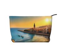 XZDHYZ Sunset in Barcelona - Trousse per cosmetici riutilizzabile, graziosa ed elegante, multifunzione, per viaggi, uso quotidiano e regali, nera, taglia unica, Nero , Taglia unica