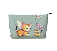 XZDHYZ Trousse per cosmetici riutilizzabile con gattino e farfalla, graziosa ed elegante, per viaggi, uso quotidiano e regalo, nera, taglia unica, Nero , Taglia unica