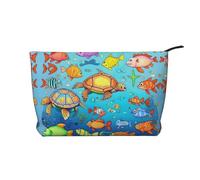 XZDHYZ Turtle and Fish - Trousse per cosmetici riutilizzabile, graziosa ed elegante, multifunzionale, per viaggi, uso quotidiano e regalo, nero, taglia unica, Nero , Taglia unica