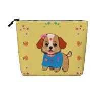 XZDLXJ Adorabile astuccio per il trucco con cane dei cartoni animati, impermeabile, effetto lino, monostrato, con cerniera, per le tue esigenze quotidiane o di viaggio, nero, taglia unica, Nero ,