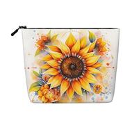XZDLXJ Astuccio per trucco monostrato impermeabile con girasole giallo sott'olio con cerniera per le tue esigenze quotidiane o di viaggio, nero, taglia unica, Nero , Taglia unica