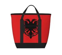 XZDLXJ Bandiera Albanese Grande Capacità Isolata Spalla e Tote Bag per Cibo Caldo e Freddo, Nero, Taglia Unica, Nero , Taglia unica