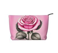 XZDLXJ Bella borsa cosmetica in velluto a coste con rose rosa, adatta per viaggi e uso quotidiano, fodera robusta, garantisce la longevità, nero, taglia unica, Nero , Taglia unica