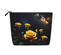 XZDLXJ Bella rosa gialla impermeabile effetto lino borsa trucco monostrato con cerniera per le vostre esigenze quotidiane o di viaggio, nero, taglia unica, Nero , Taglia unica
