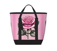 XZDLXJ Bella rosa rose grande capacità isolata spalla e tote bag per cibi caldi e freddi, nero, taglia unica, Nero , Taglia unica