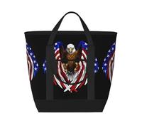 XZDLXJ Borsa a tracolla isolata con bandiera USA e aquila patriottica, grande capacità, per cibi caldi e freddi, nero, taglia unica