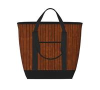 XZDLXJ Borsa a tracolla isolata con motivo in legno marrone, grande capacità, per cibi caldi e freddi, nera, taglia unica, Nero , Taglia unica