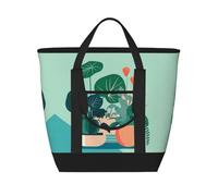 XZDLXJ Borsa a tracolla isolata per interni con piante verdi in vaso, grande capacità, per cibi caldi e freddi, nera, taglia unica, Nero , Taglia unica