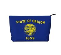 XZDLXJ Borsa cosmetica in velluto a coste con bandiera dello stato dell'Oregon, adatta per viaggi e uso quotidiano, fodera robusta, garantisce la longevità, nero, taglia unica, Nero , Taglia unica
