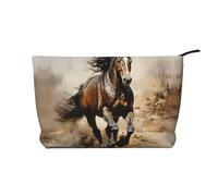 XZDLXJ Borsa cosmetica in velluto a coste con cavallo occidentale, adatta per viaggi e uso quotidiano, fodera robusta, garantisce la longevità, nero, taglia unica, Nero , Taglia unica