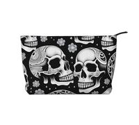 XZDLXJ Borsa cosmetica in velluto a coste con teschio con indizi sulla testa, adatta per viaggi e uso quotidiano, fodera robusta, garantisce la longevità, nero, taglia unica, Nero , Taglia unica