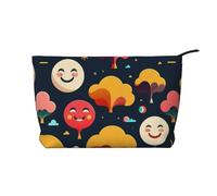 XZDLXJ Borsa cosmetica in velluto a coste con viso sorridente e albero, adatta per viaggi e uso quotidiano, fodera robusta, garantisce la longevità, nero, taglia unica, Nero , Taglia unica