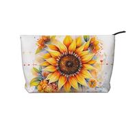 XZDLXJ Borsa cosmetica in velluto a coste giallo girasole in olio, adatta per viaggi e uso quotidiano, fodera robusta, garantisce la longevità, nero, taglia unica, Nero , Taglia unica