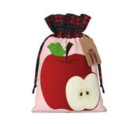 XZDLXJ Borsa di iuta con coulisse con frutta rossa del fumetto con il tessuto scozzese e l'etichetta della carta kraft, Nero , M