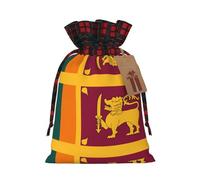 XZDLXJ Borsa in iuta con coulisse con bandiera dello Sri Lanka con tessuto scozzese e etichetta in carta kraft, Nero , M