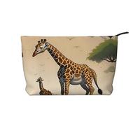 XZDLXJ Borsa per cosmetici in velluto a coste con giraffa madre e bambino, adatta per viaggi e uso quotidiano, fodera robusta, garantisce la longevità, nero, taglia unica, Nero , Taglia unica