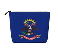 XZDLXJ Borsa per il trucco impermeabile con bandiera del Dakota del Nord Dakota, effetto lino, monostrato, con cerniera, per le tue esigenze quotidiane o di viaggio, nero, taglia unica, Nero , Taglia